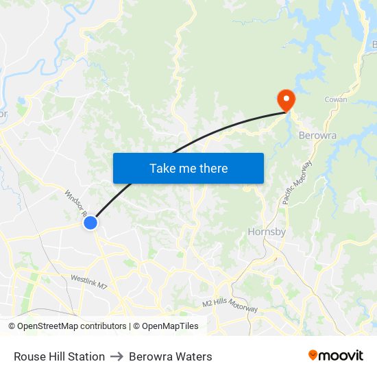 Rouse Hill Station to Berowra Waters map