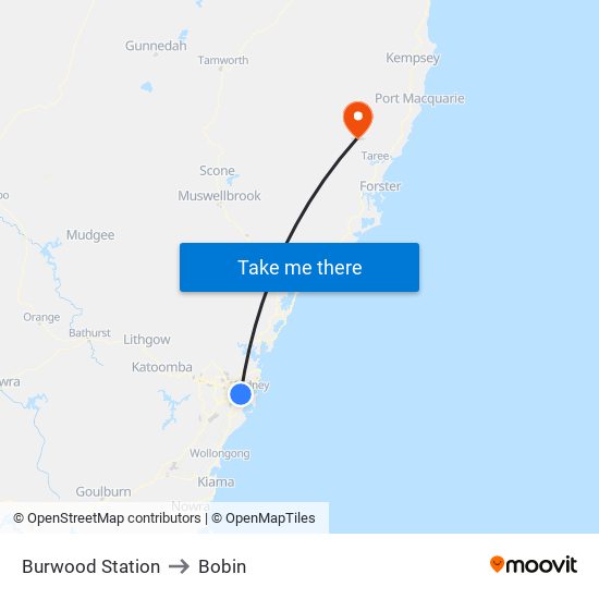 Burwood Station to Bobin map