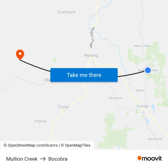 Mullion Creek to Bocobra map