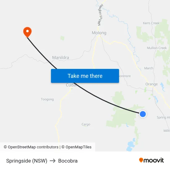 Springside (NSW) to Bocobra map