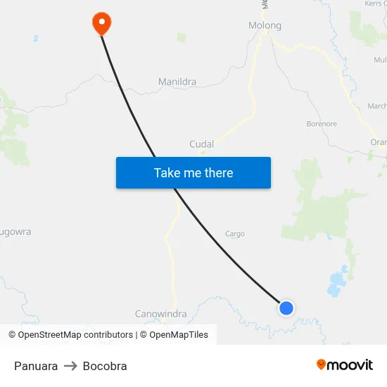 Panuara to Bocobra map