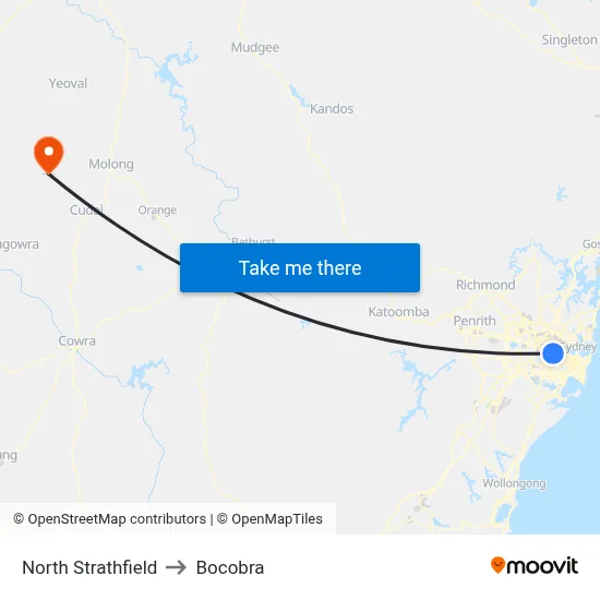 North Strathfield to Bocobra map