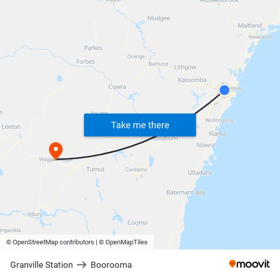 Granville Station to Boorooma map