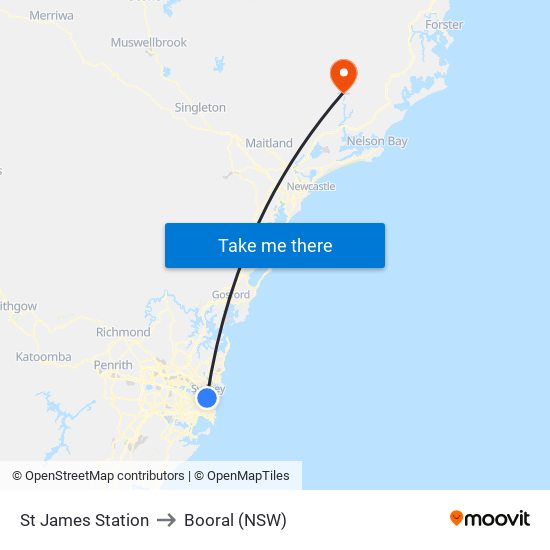 St James Station to Booral (NSW) map