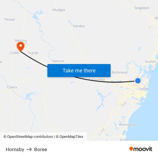 Hornsby to Boree map