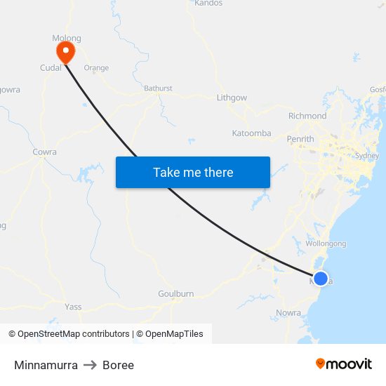 Minnamurra to Boree map