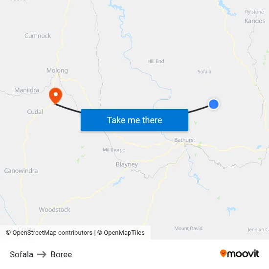 Sofala to Boree map