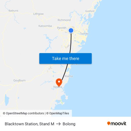 Blacktown Station, Stand M to Bolong map