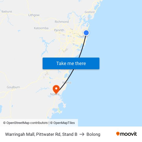 Warringah Mall, Pittwater Rd, Stand B to Bolong map