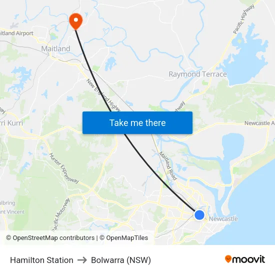 Hamilton Station to Bolwarra (NSW) map