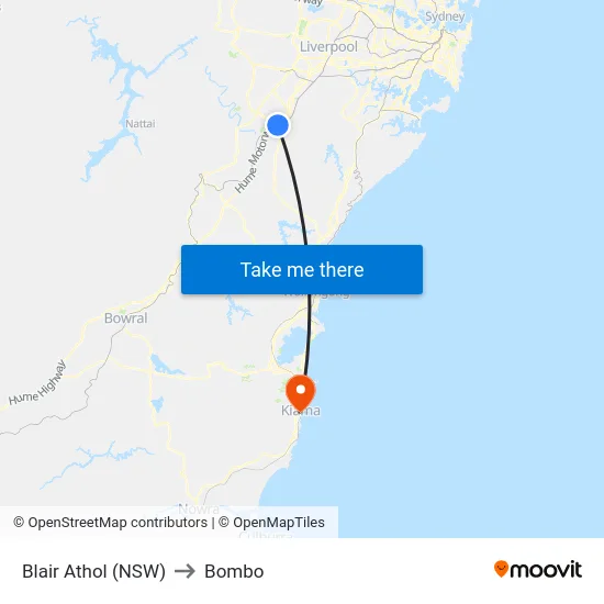 Blair Athol (NSW) to Bombo map