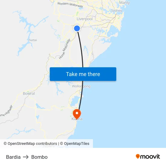 Bardia to Bombo map
