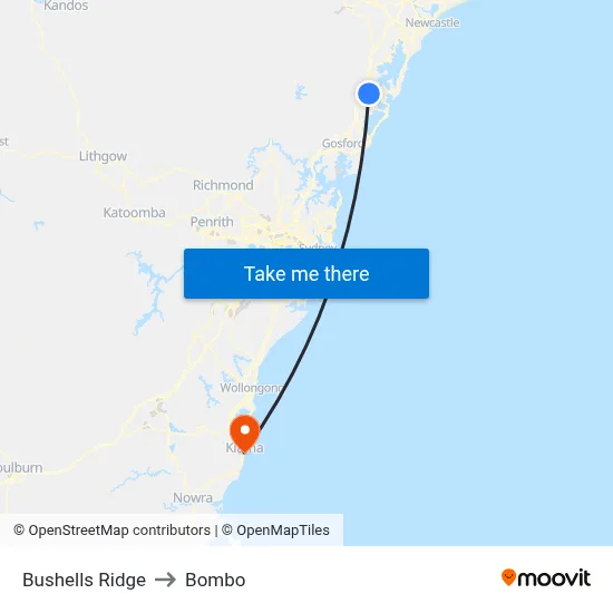 Bushells Ridge to Bombo map