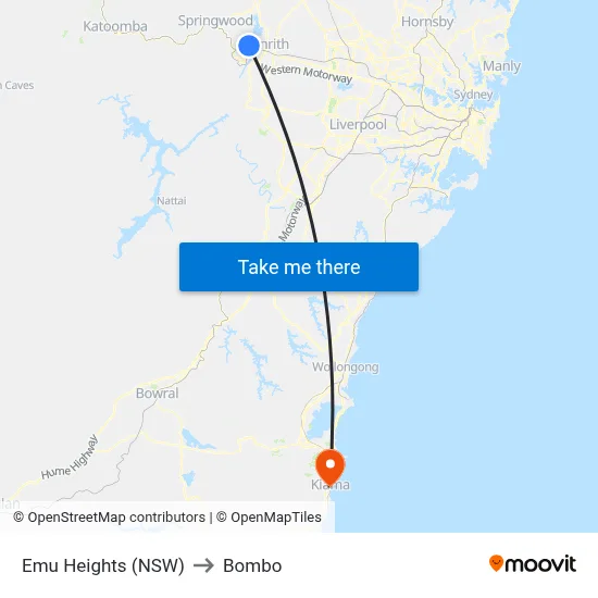 Emu Heights (NSW) to Bombo map