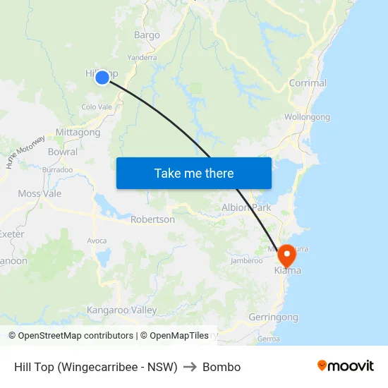 Hill Top (Wingecarribee - NSW) to Bombo map