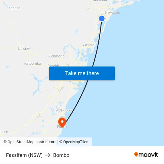 Fassifern (NSW) to Bombo map