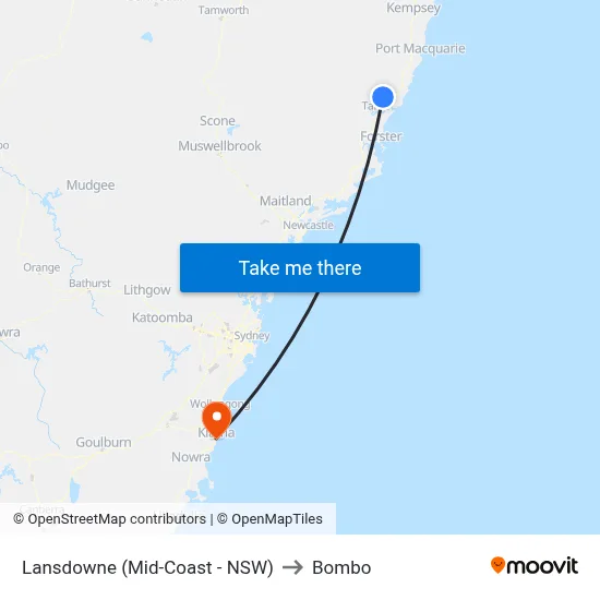 Lansdowne (Mid-Coast - NSW) to Bombo map