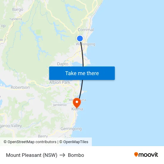 Mount Pleasant (NSW) to Bombo map