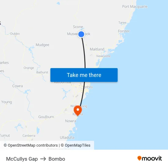 McCullys Gap to Bombo map