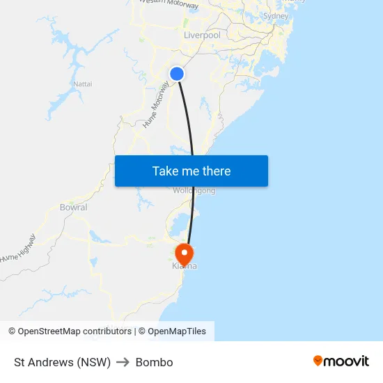 St Andrews (NSW) to Bombo map