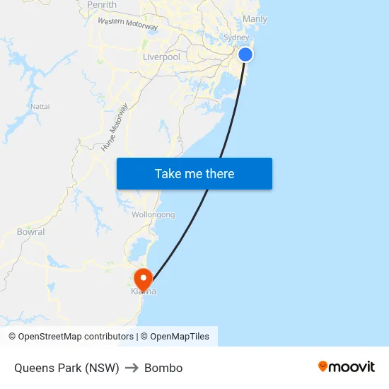 Queens Park (NSW) to Bombo map