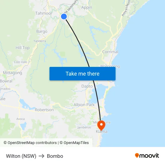 Wilton (NSW) to Bombo map