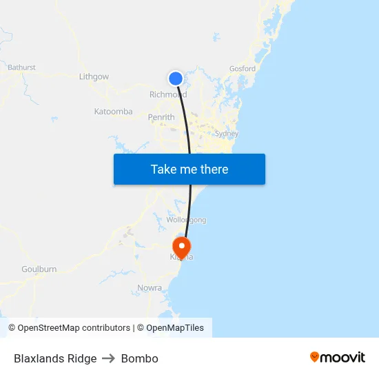 Blaxlands Ridge to Bombo map