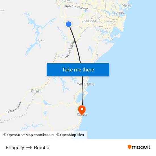 Bringelly to Bombo map