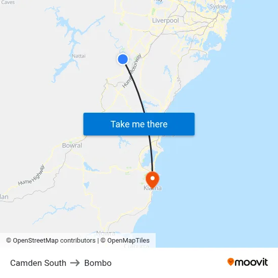 Camden South to Bombo map