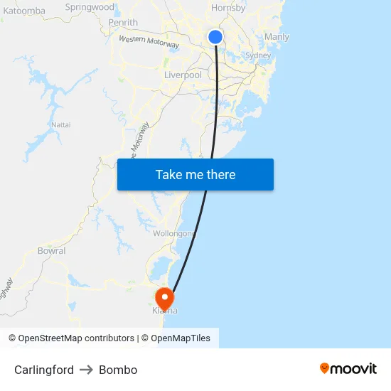 Carlingford to Bombo map