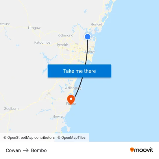 Cowan to Bombo map