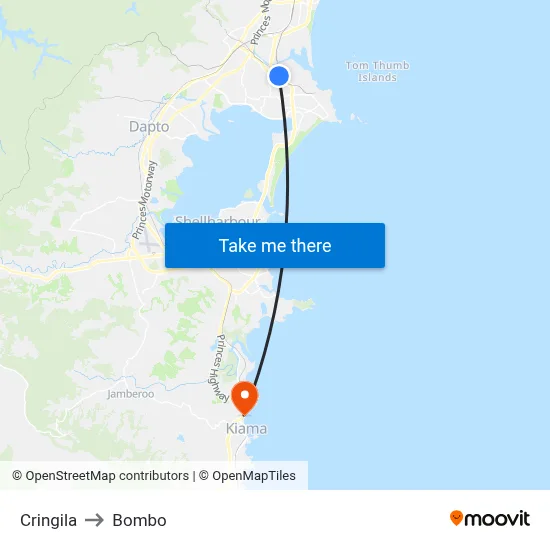 Cringila to Bombo map