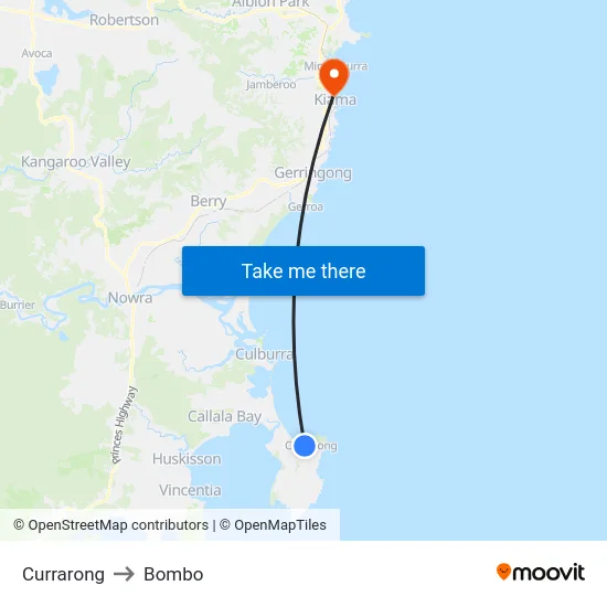 Currarong to Bombo map