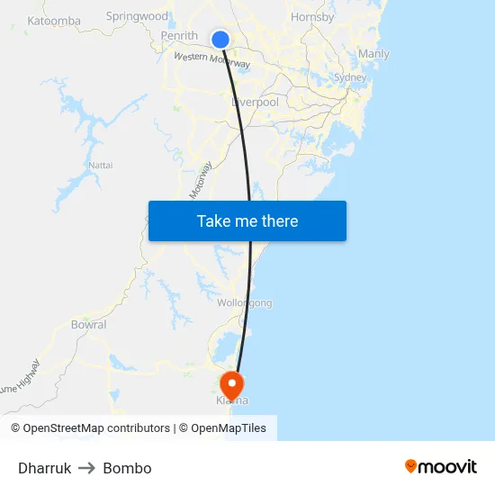 Dharruk to Bombo map