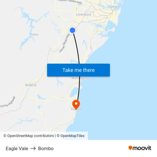Eagle Vale to Bombo map