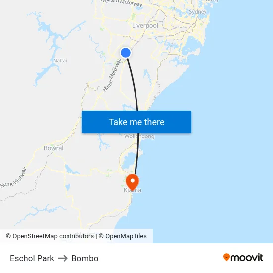 Eschol Park to Bombo map