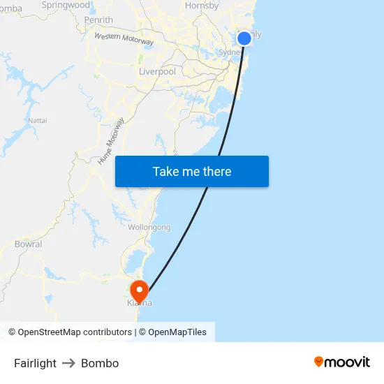 Fairlight to Bombo map