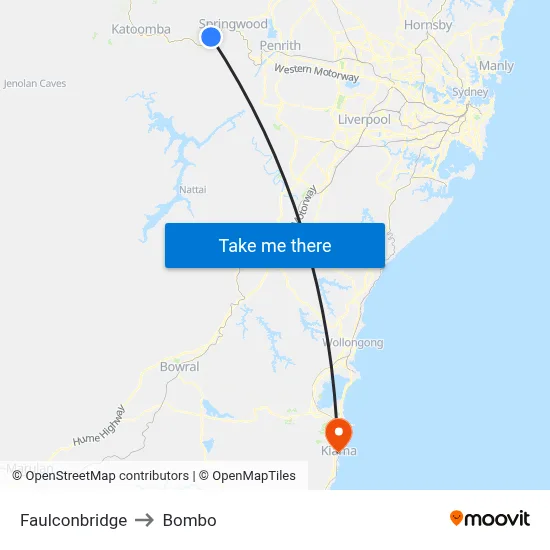 Faulconbridge to Bombo map