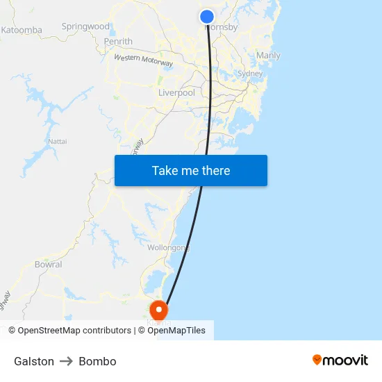 Galston to Bombo map