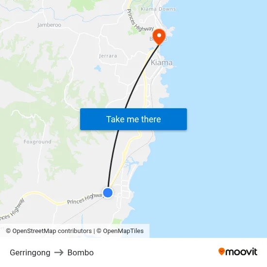 Gerringong to Bombo map