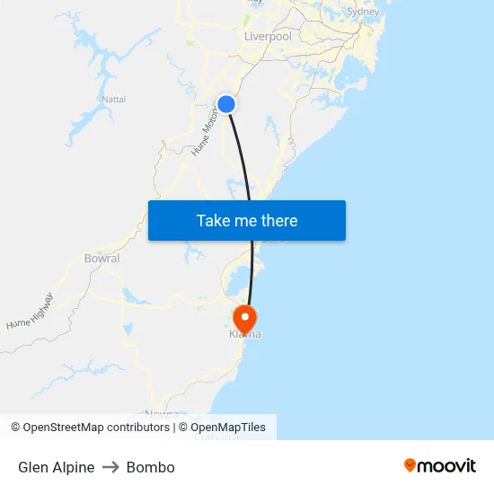 Glen Alpine to Bombo map