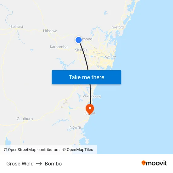 Grose Wold to Bombo map