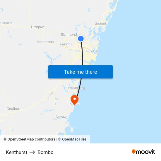 Kenthurst to Bombo map