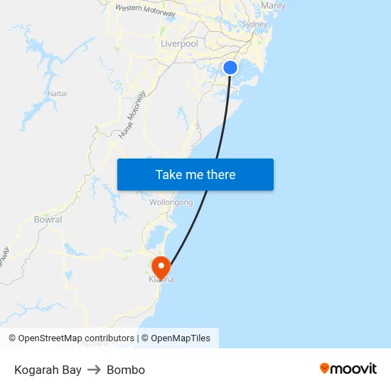 Kogarah Bay to Bombo map