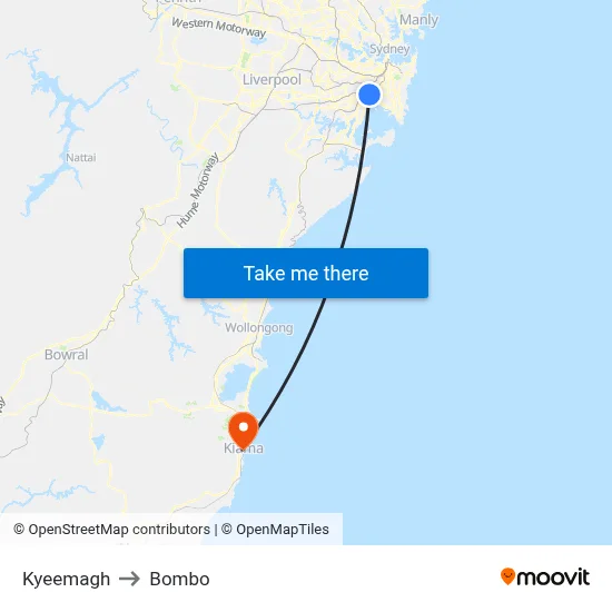 Kyeemagh to Bombo map