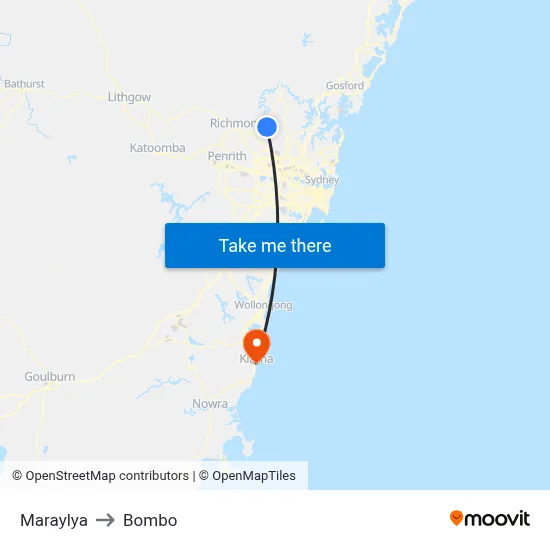 Maraylya to Bombo map