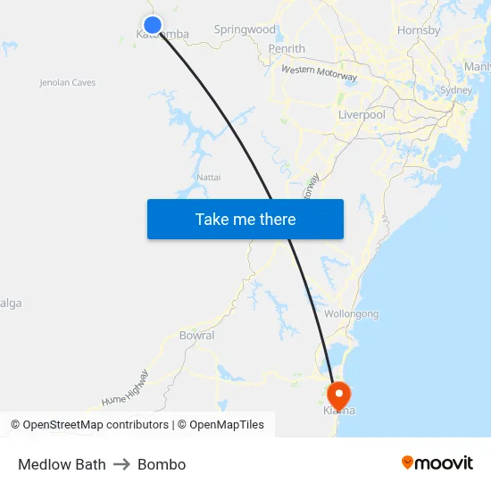 Medlow Bath to Bombo map