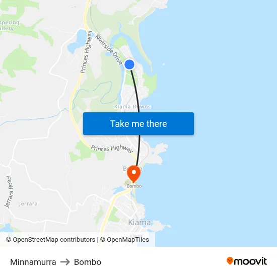 Minnamurra to Bombo map