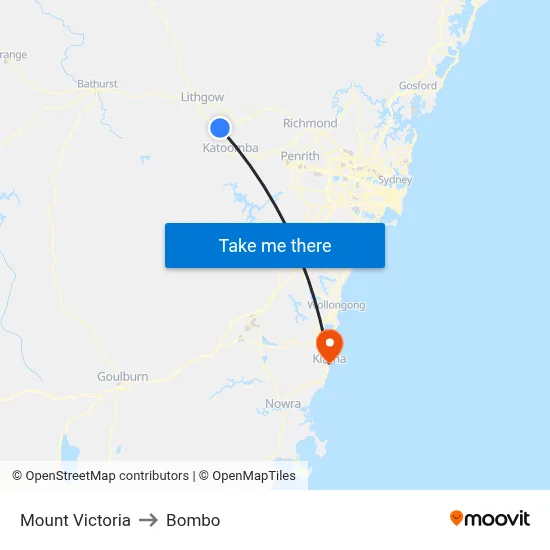 Mount Victoria to Bombo map