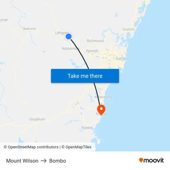 Mount Wilson to Bombo map